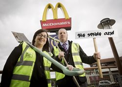 McDonald's Calls on the Local Community to Help Spring Clean Two members of staff ready to help spring clean